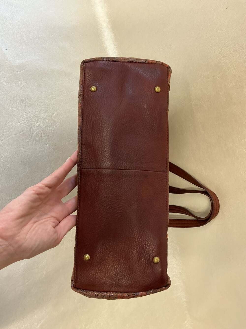 American Leather Co. Floral Embossed Leather Tote Bag - Picture 4 of 8